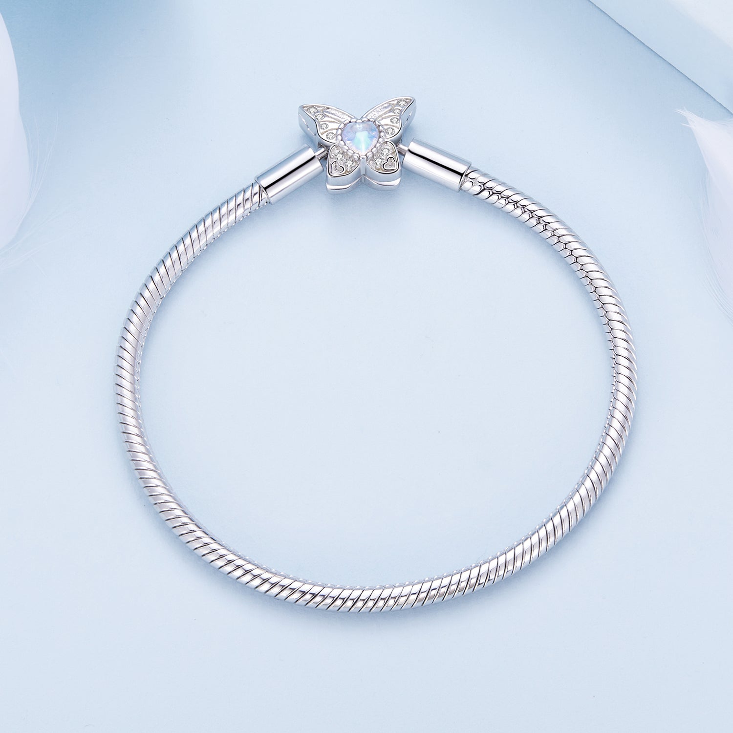 925 Sterling Silver Moonstone Bracelet 17.0 cm Pavé Setting for Women  DestGlow