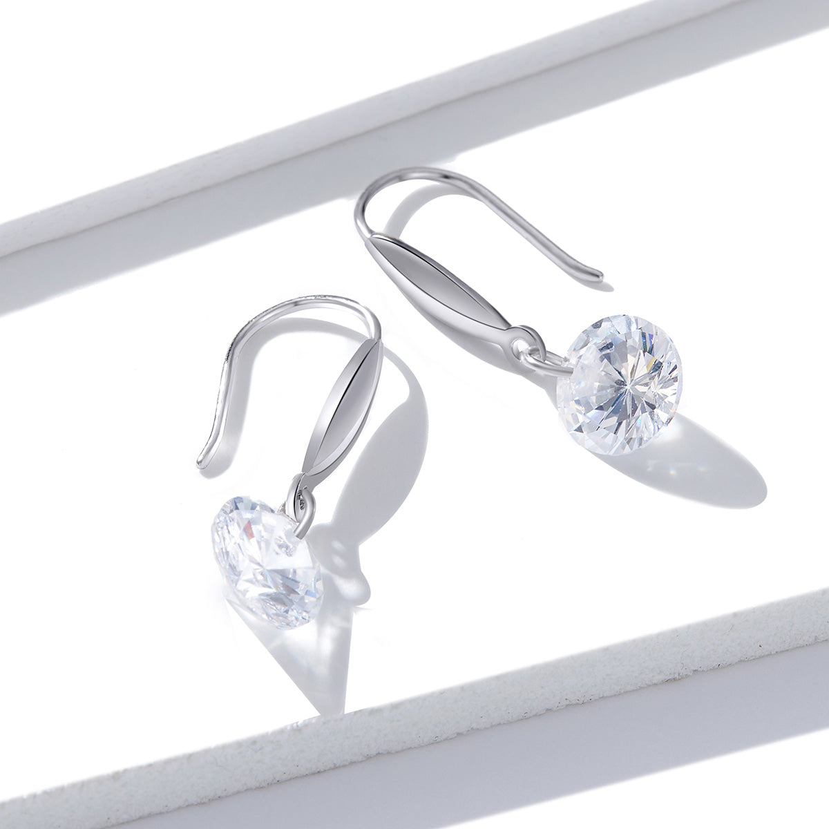 S925 Sterling Silver Earrings 2.6x0.8cm Plated Platinum with Pavé Setting CZ for Women  DestGlow