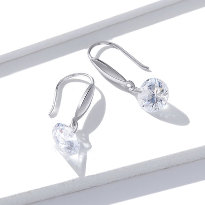 S925 Sterling Silver Earrings 2.6x0.8cm Plated Platinum with Pavé Setting CZ for Women  DestGlow