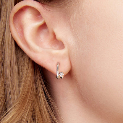 925 Sterling Silver Earrings with White Gold Plating and CZ