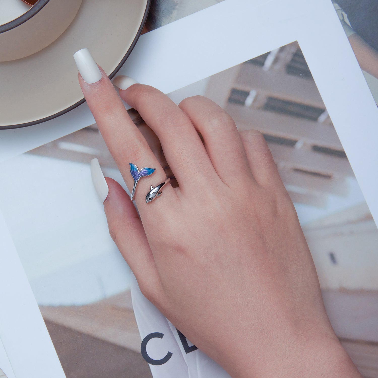 925 Sterling Silver Enamel Plated Puffer Fish Ring  DestGlow