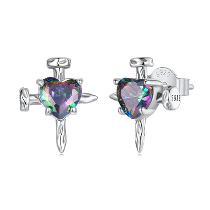 925 Sterling Silver Earrings with Transparent Glass for Women