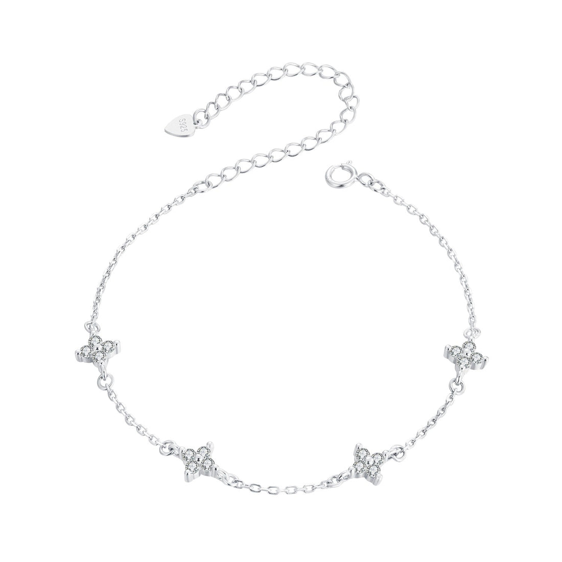 925 Sterling Silver White Gold Plated Adjustable CZ Bracelet for Women  DestGlow