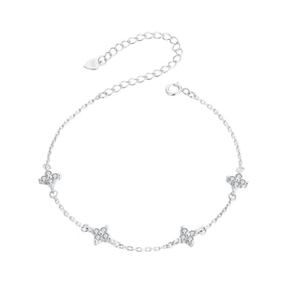 925 Sterling Silver White Gold Plated Adjustable CZ Bracelet for Women  DestGlow