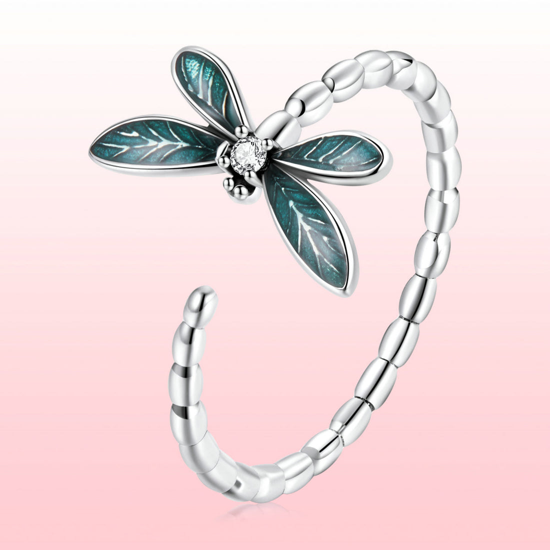 925 Sterling Silver Dragonfly Ring with Enamel &amp; CZ for Women  DestGlow
