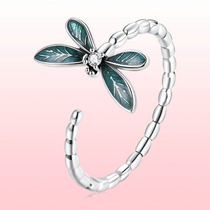 925 Sterling Silver Dragonfly Ring with Enamel &amp; CZ for Women  DestGlow