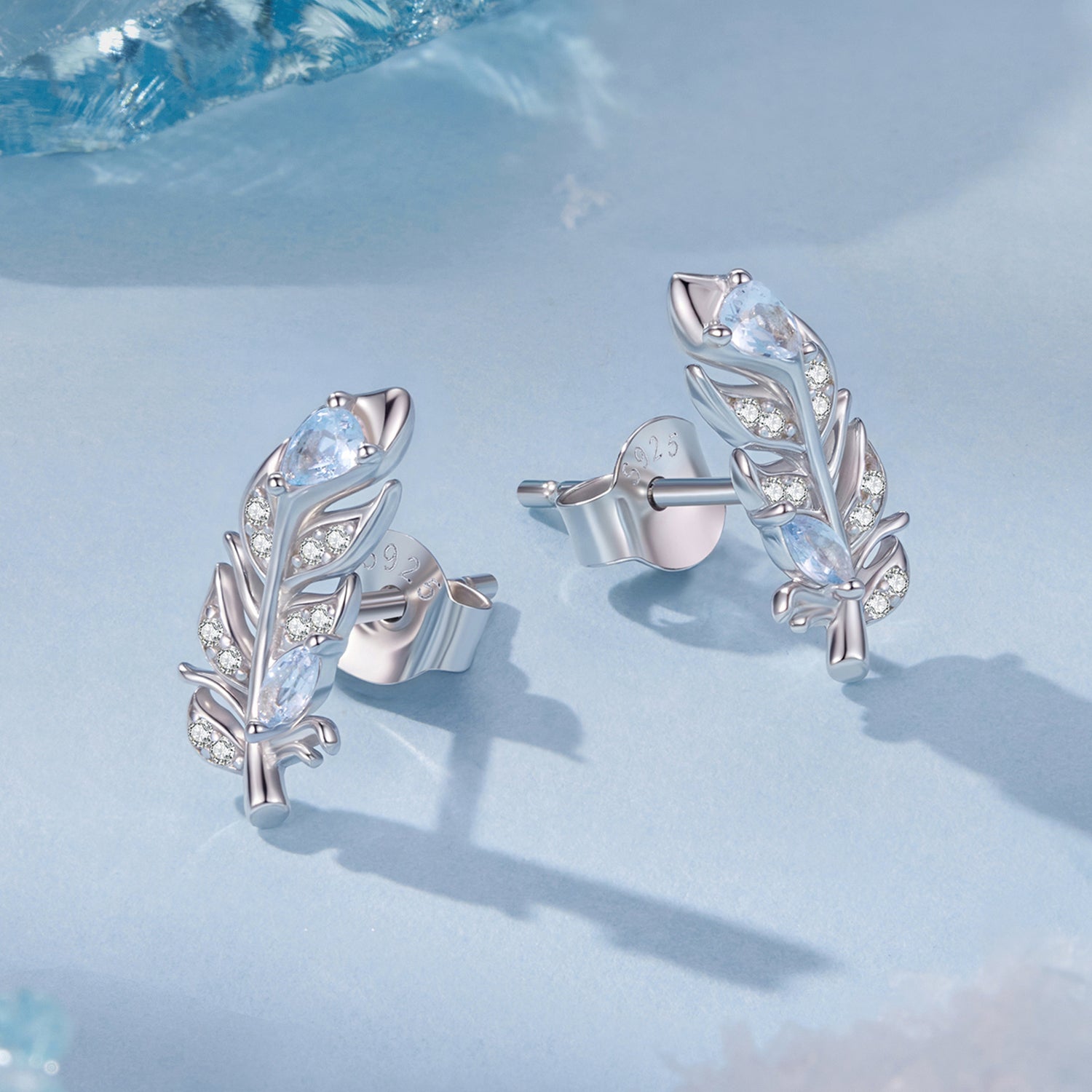 925 Sterling Silver Earrings with Pavé Setting CZ and White Gold Plating  DestGlow