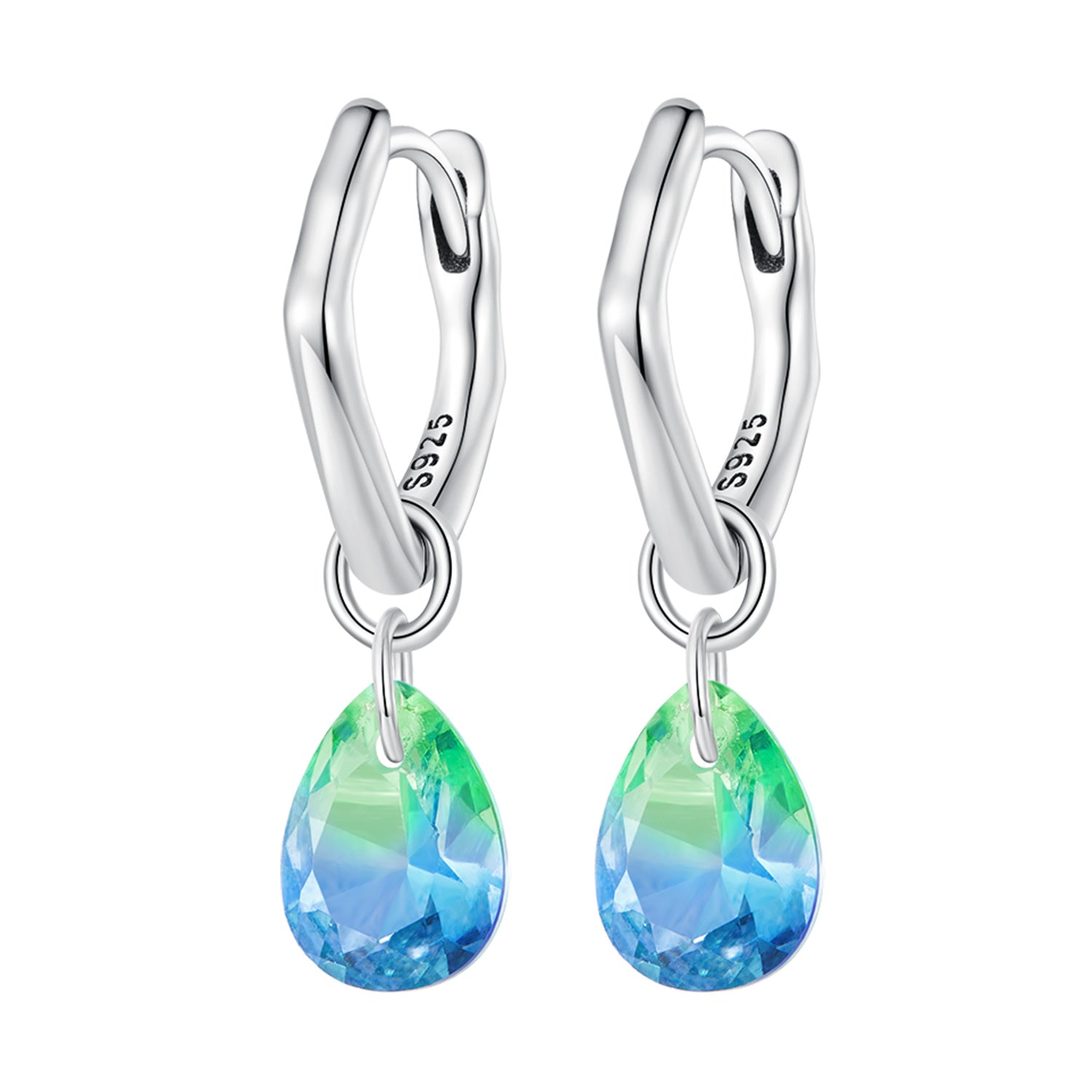 S925 Sterling Silver Oxidized Earrings with Transparent Glass &amp; Main Stone for Women  DestGlow