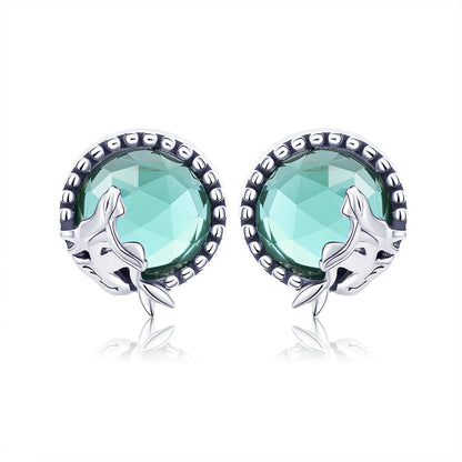 S925 Oxidized Silver Transparent Glass Earrings for Women