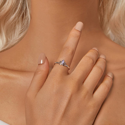 925 Sterling Silver 1.9mm Pavé Setting White Gold Plated Ring  DestGlow