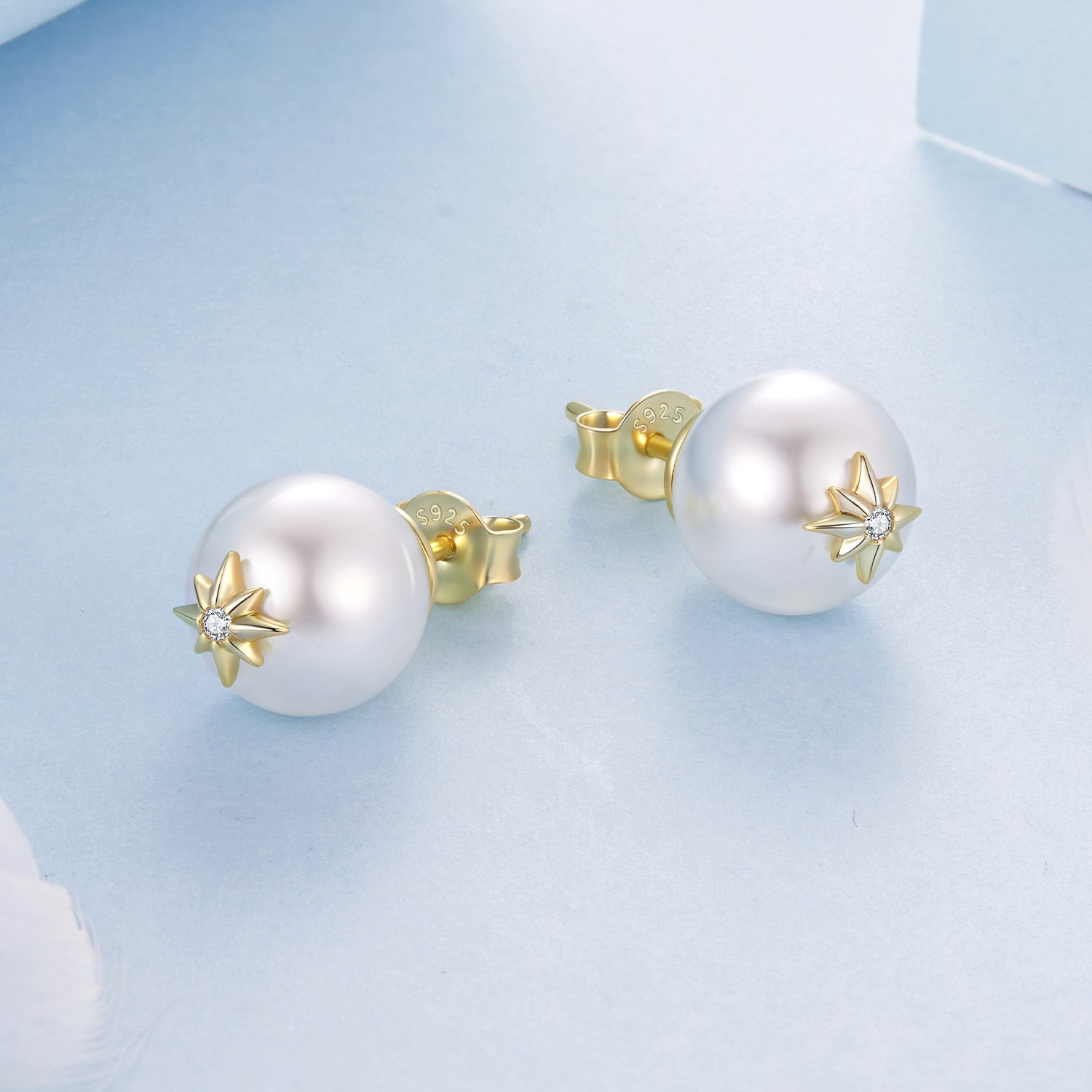 925 Sterling Silver Earrings with CZ and Synthetic Pearl for Women  DestGlow