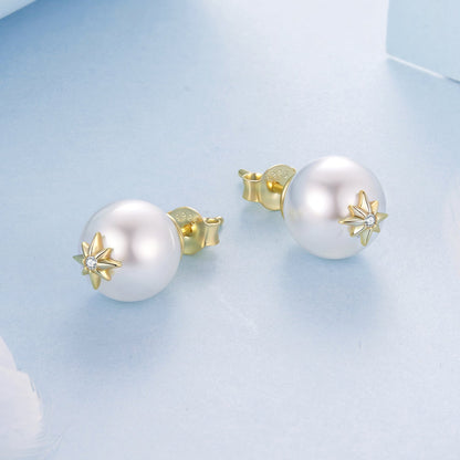 925 Sterling Silver Earrings with CZ and Synthetic Pearl for Women  DestGlow