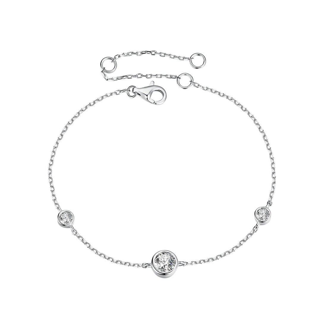 925 Sterling Silver 5mm Moissanite &amp; 3mm Moissanite Bracelet for Women  DestGlow