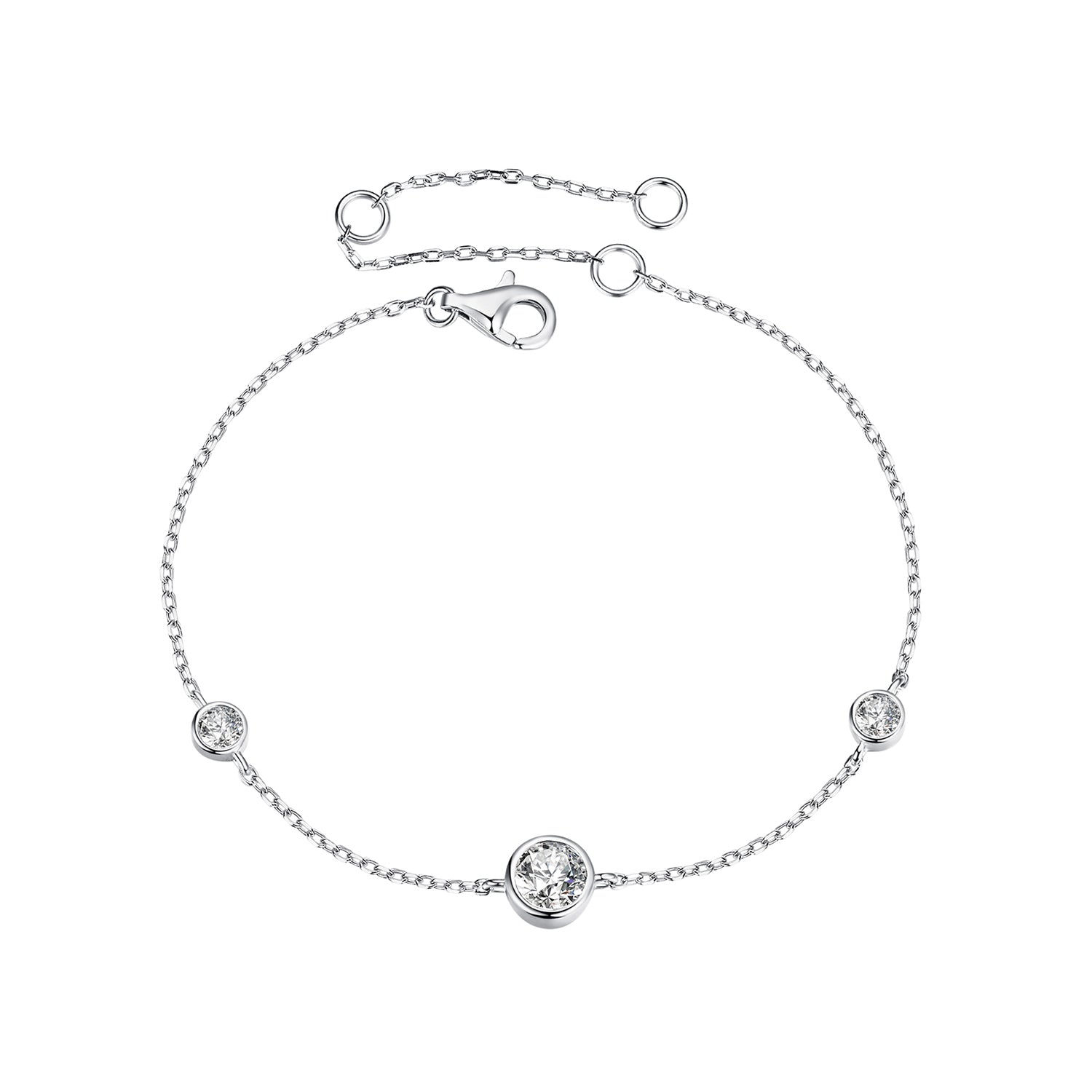 925 Sterling Silver 5mm Moissanite &amp; 3mm Moissanite Bracelet for Women