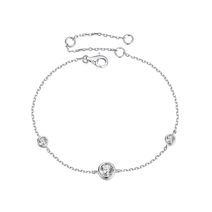 925 Sterling Silver 5mm Moissanite &amp; 3mm Moissanite Bracelet for Women