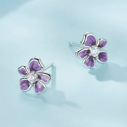 S925 Sterling Silver Plated Platinum Enamel Earrings for Women