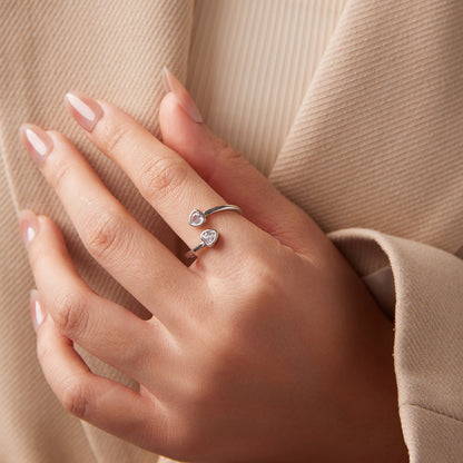 925 Sterling Silver Heart Shaped 0.17cm CZ Ring for Women  DestGlow