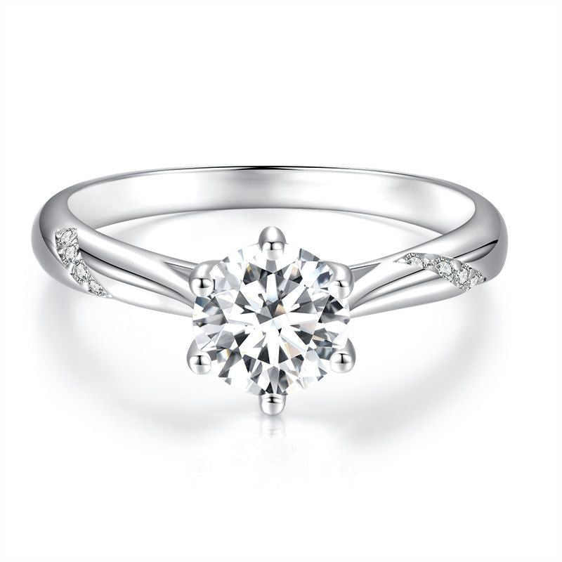 925 Sterling Silver Moissanite &amp; Zircon Ring Size 5  DestGlow