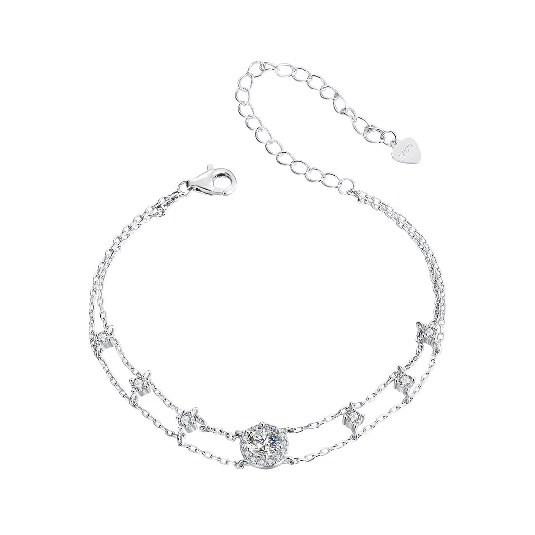 925 Sterling Silver 5.0mm Moissanite Bracelet with CZ and White Gold Plating for Women  DestGlow