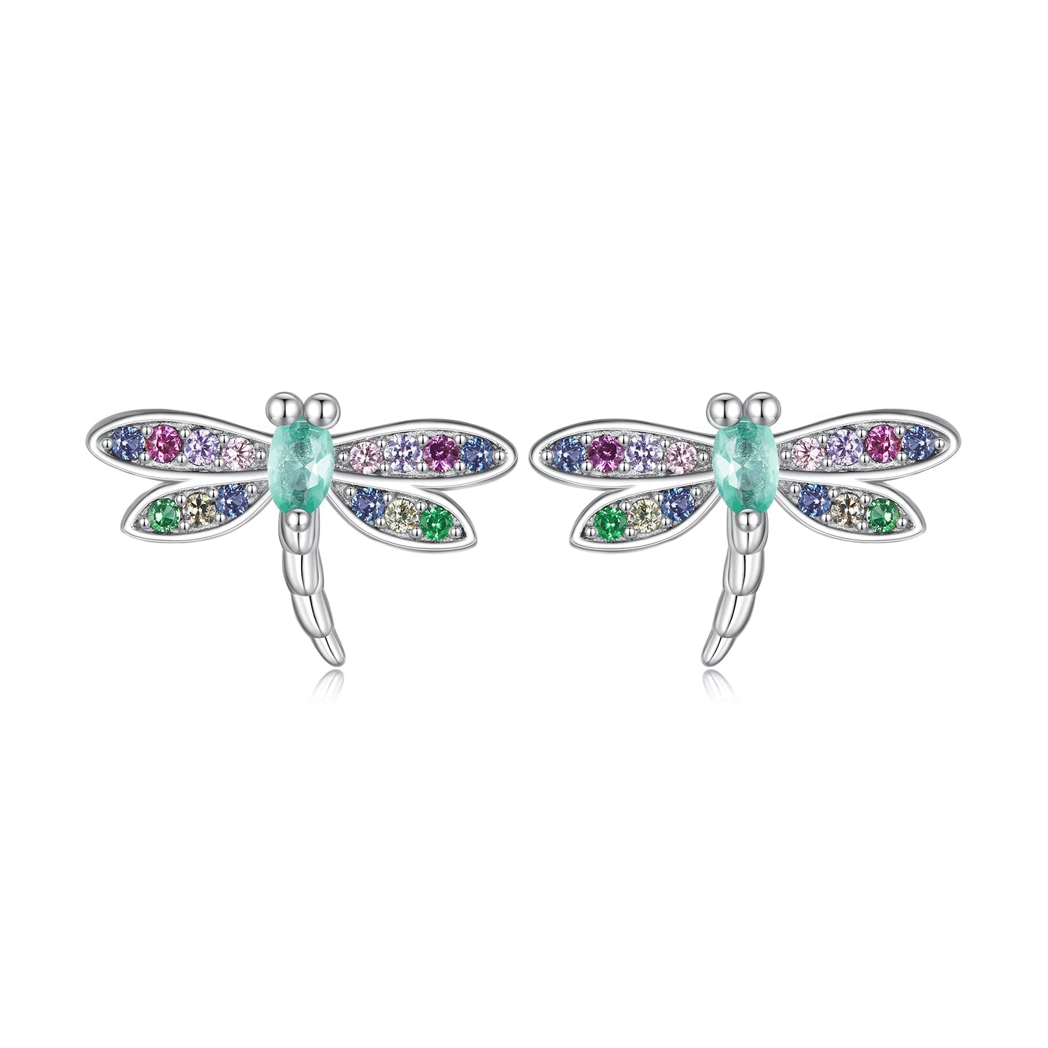 925 Sterling Silver Earrings with Pavé CZ and Transparent Glass