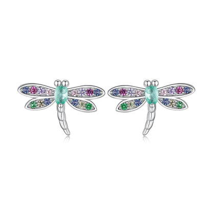 925 Sterling Silver Earrings with Pavé CZ and Transparent Glass