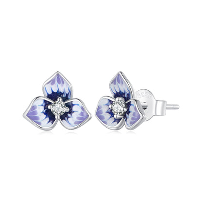 925 Sterling Silver Enamel CZ Earrings 8mm x 10mm for women  DestGlow