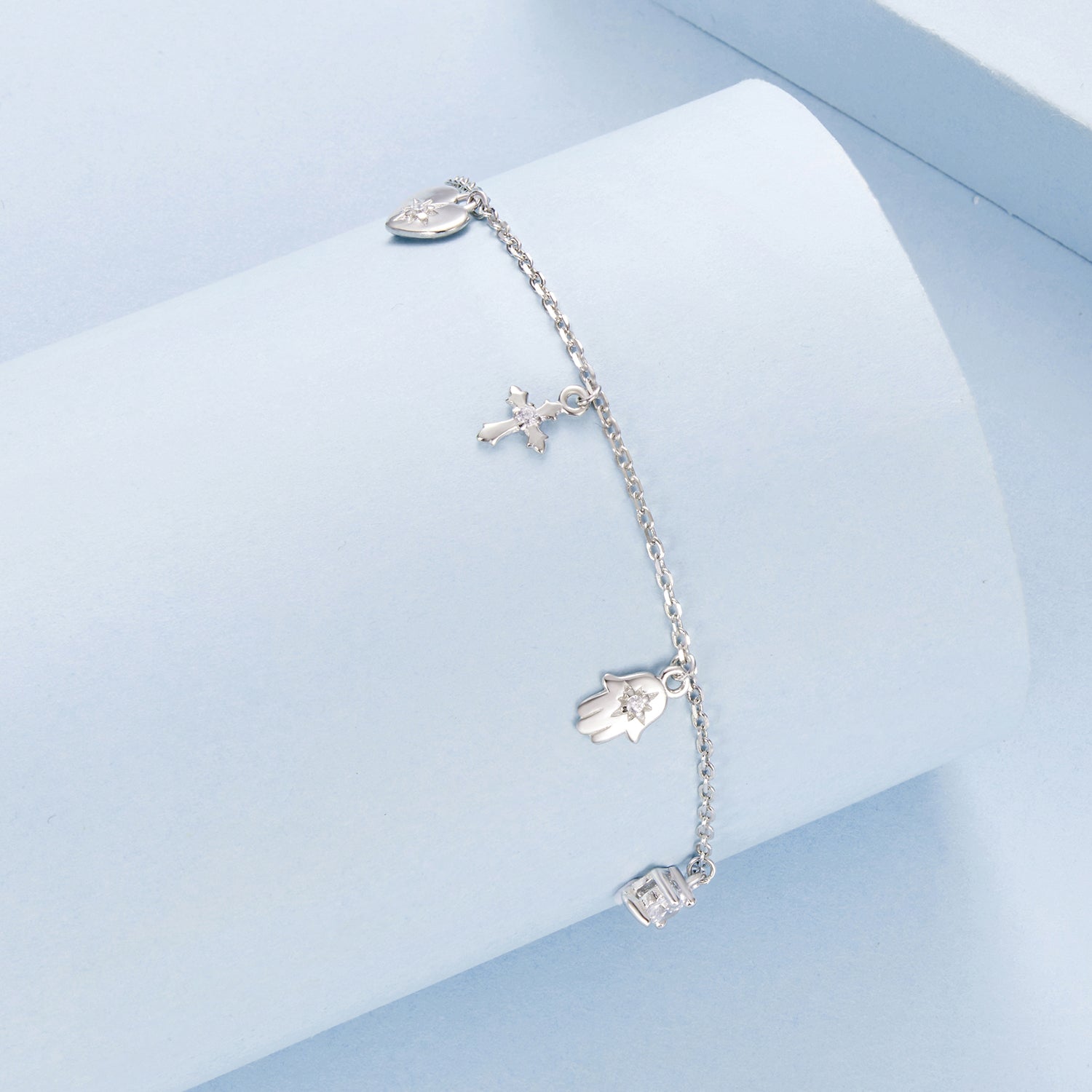 925 Sterling Silver Bracelet with Plated White Gold and Pavé Setting CZ  DestGlow