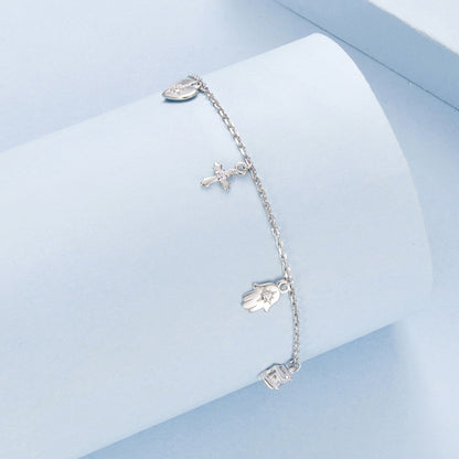 925 Sterling Silver Bracelet with Plated White Gold and Pavé Setting CZ  DestGlow