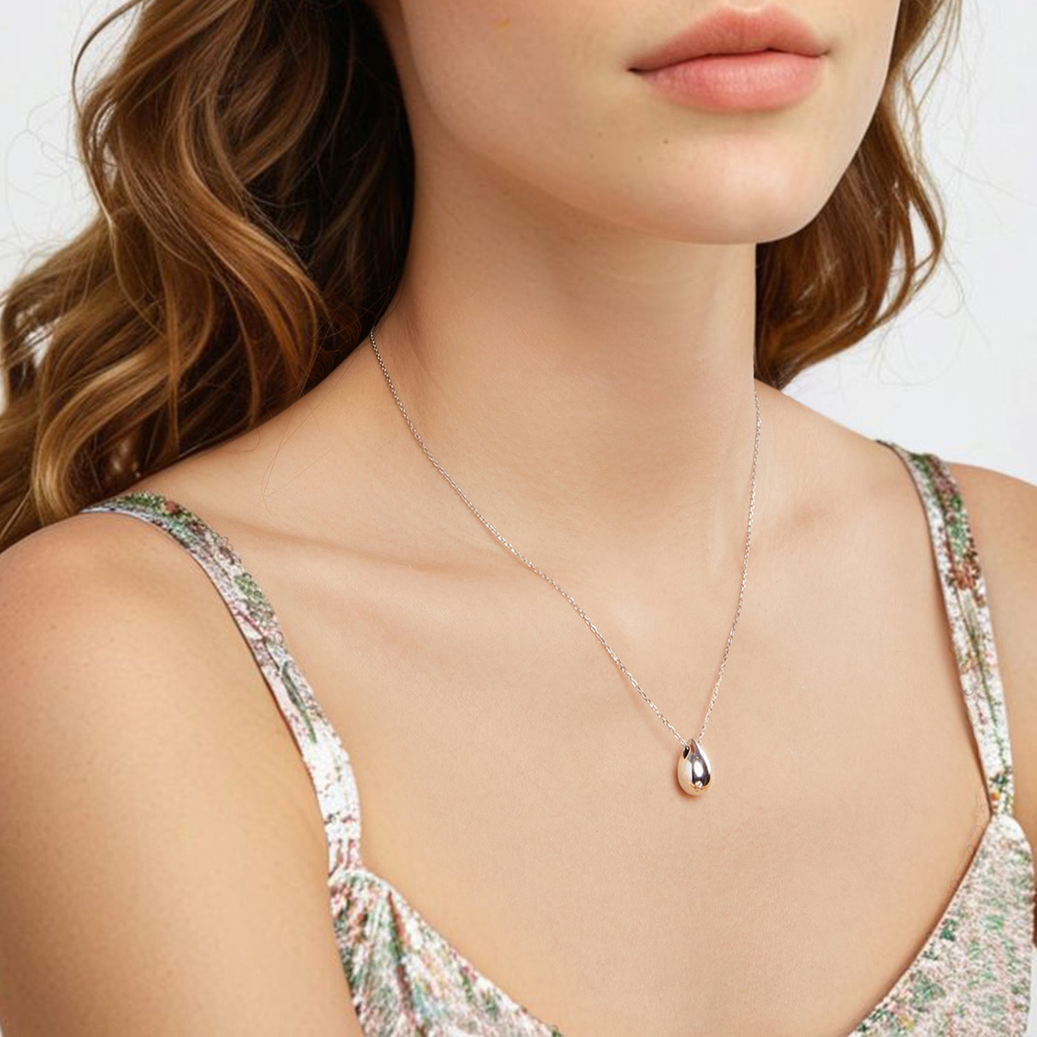 925 Sterling Silver White Gold Plated Necklace 40+5cm Length for Women  DestGlow