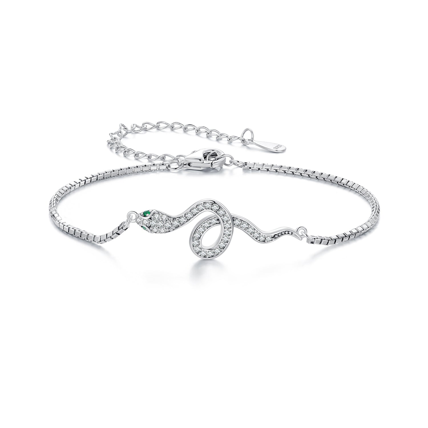 S925 Sterling Silver &amp; Pavé CZ Platinum-Plated Bracelet  DestGlow