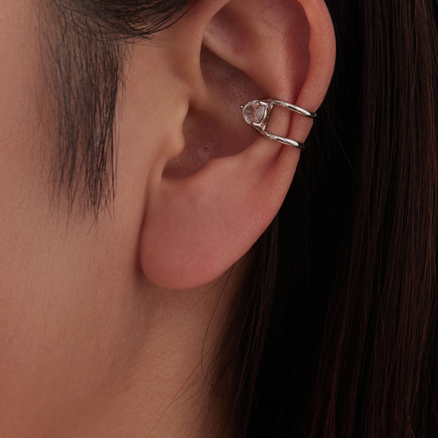 925 Sterling Silver Hoop Earrings with Pavé Setting CZ in White Gold  DestGlow