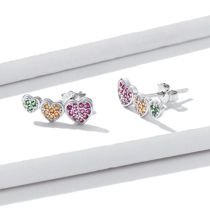 925 Sterling Silver Earrings with Pavé Setting and Plated Platinum, Size: 0.5*1.3cm, Women  DestGlow