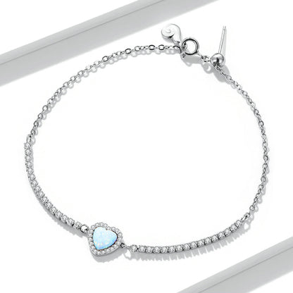 925 Sterling Silver Adjustable Bracelet with Translucent Opal and CZ for Women  DestGlow