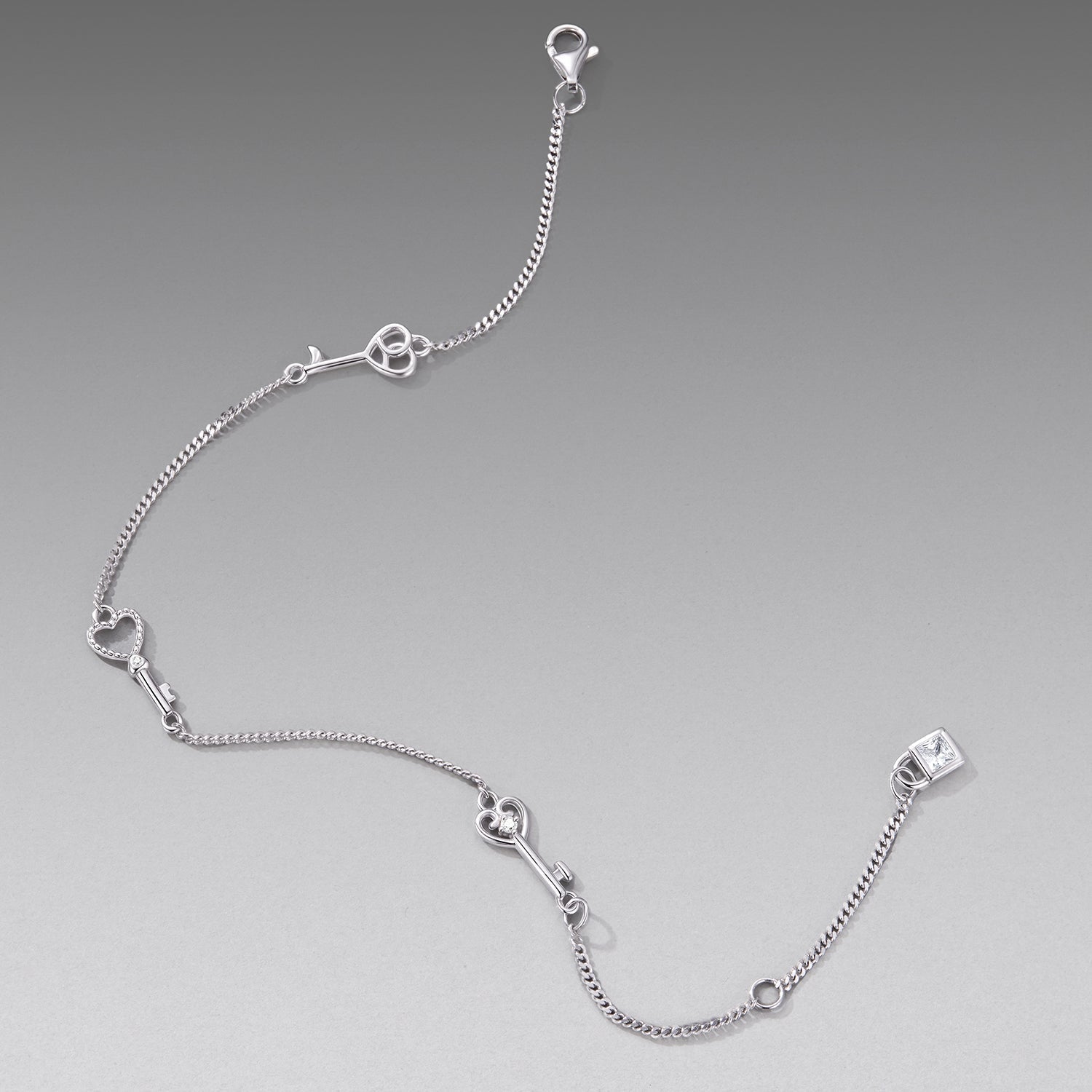 925 Sterling Silver White Gold Plated 21cm Pavé CZ Bracelet for Women  DestGlow