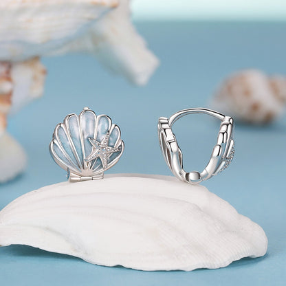925 Sterling Silver White Gold Plated Enamel Earrings for Women 11x11mm  DestGlow