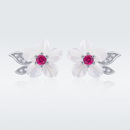 925 Sterling Silver Earrings with Pavé Setting CZ and High-Quality Nacre  DestGlow