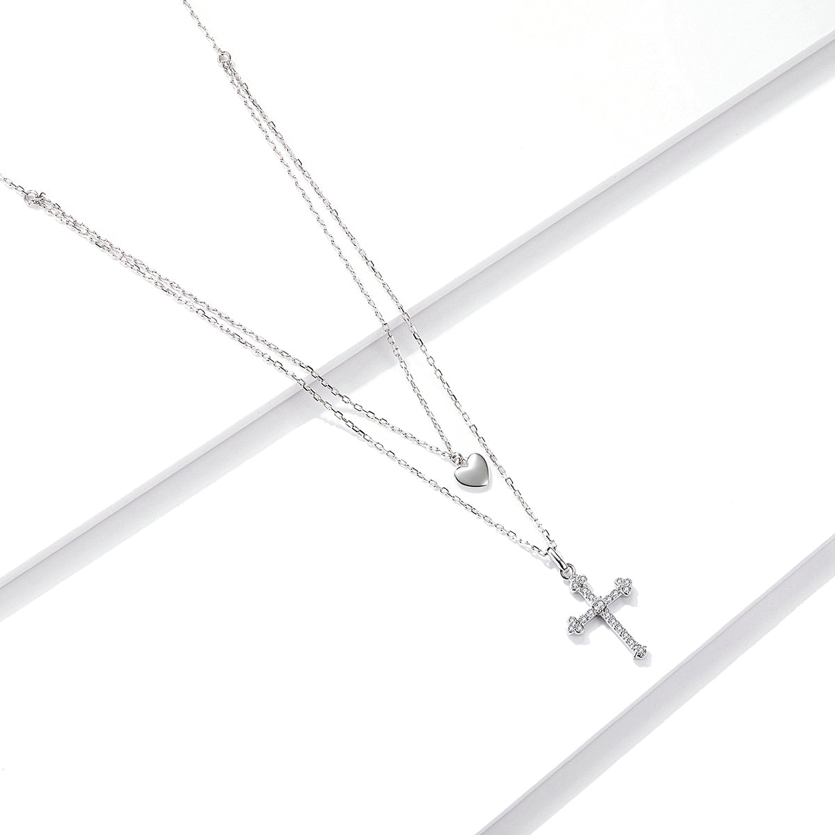 925 Sterling Silver Adjustable Platinum Plated Necklace with CZ - 1.4cm for Women  DestGlow