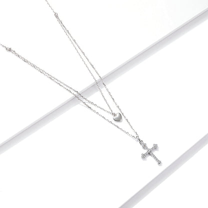 925 Sterling Silver Adjustable Platinum Plated Necklace with CZ - 1.4cm for Women  DestGlow