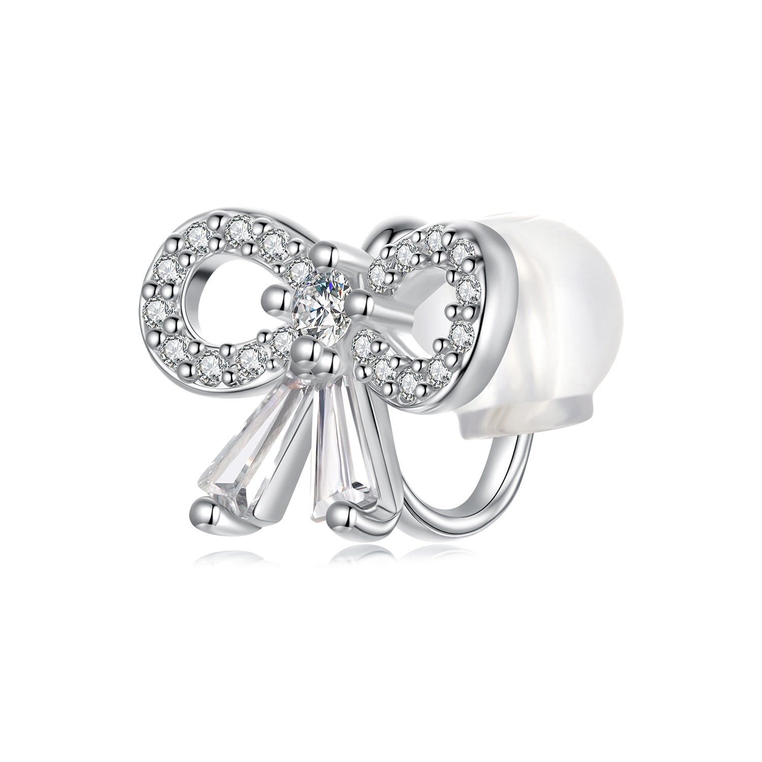 925 Sterling Silver Earrings with White Gold Plating, 0.9x1.2cm for Women  DestGlow