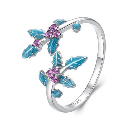 925 Sterling Silver Enamel White Gold Plated Ring with CZ for Women  DestGlow