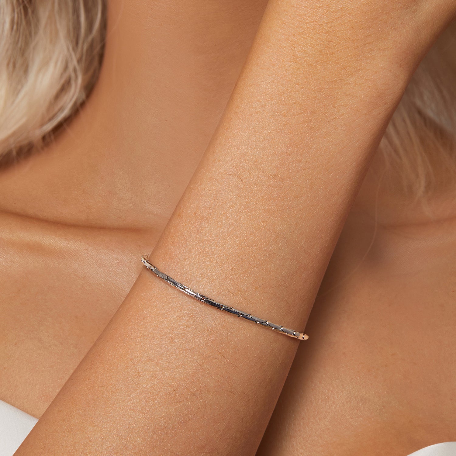 925 Sterling Silver + White Gold Plated Bracelet  DestGlow
