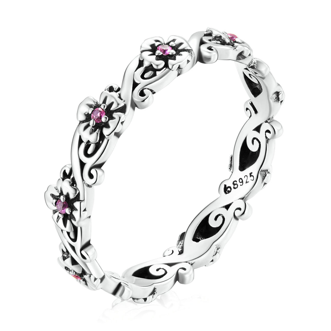925 Sterling Silver Oxidized CZ Pavé Ring Size 6 for Women  DestGlow
