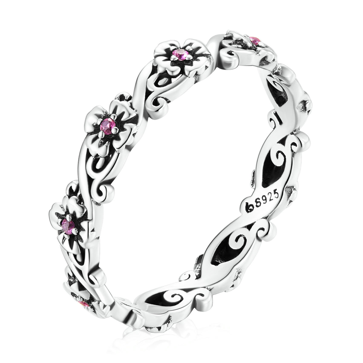 925 Sterling Silver Oxidized CZ Pavé Ring Size 6 for Women  DestGlow
