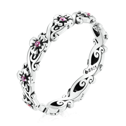 925 Sterling Silver Oxidized CZ Pavé Ring Size 6 for Women  DestGlow