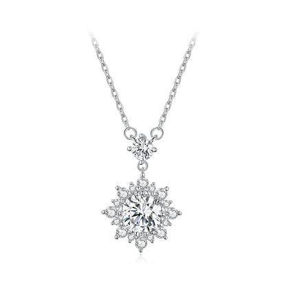 925 Sterling Silver Moissanite Necklace with Pavé Setting in Platinum, 450mm, for Women  DestGlow