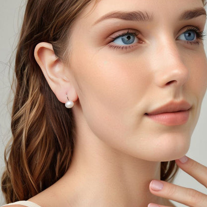925 Sterling Silver White Gold Plated Freshwater Pearl Earrings for Women  DestGlow