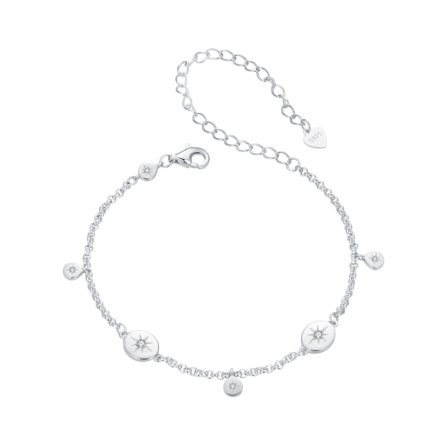 925 Sterling Silver &amp; Plated White Gold CZ Bracelet  DestGlow