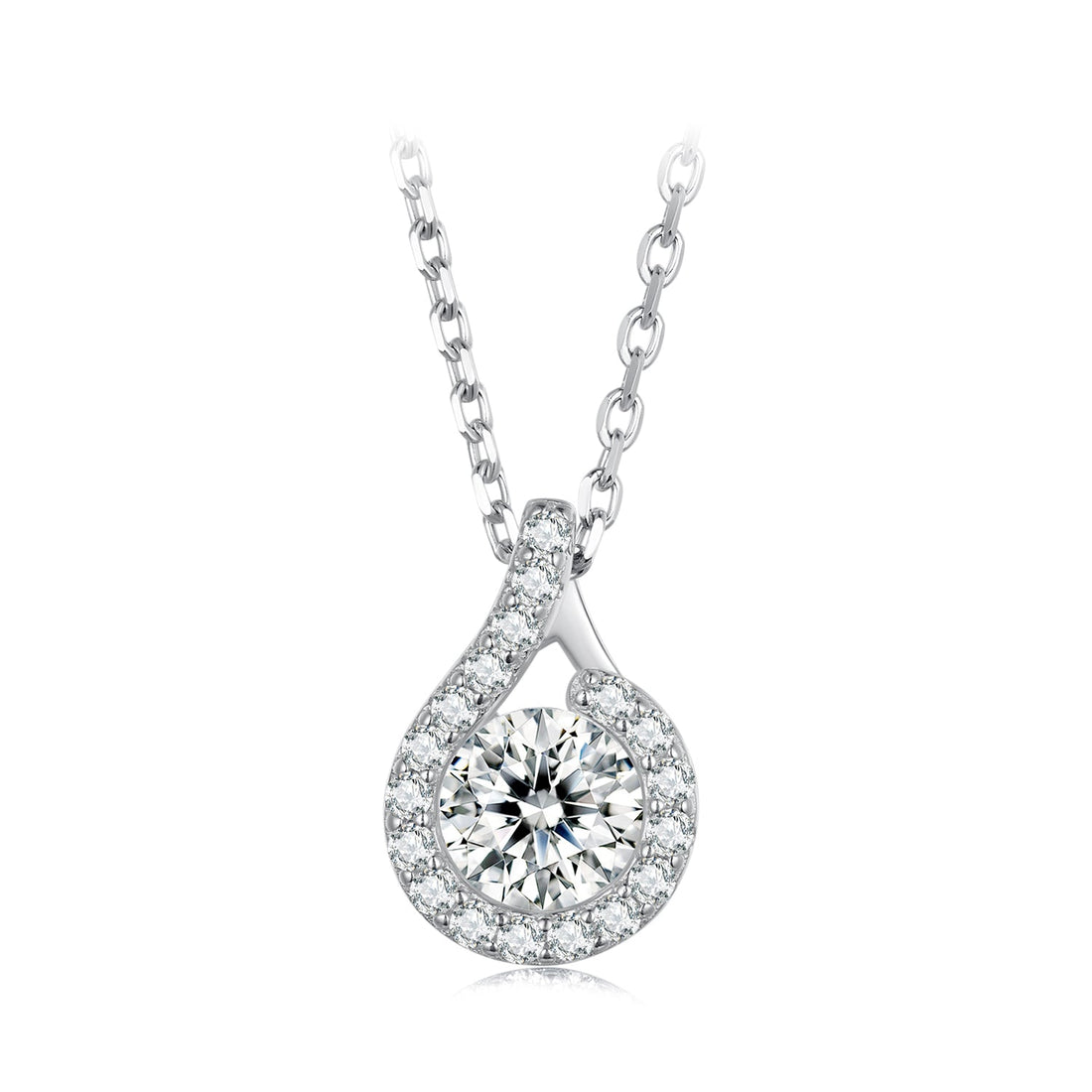 925 Sterling Silver Moissanite Necklace with CZ, 400mm Length, 15x10mm Pendant for Women  DestGlow