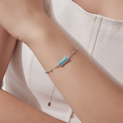 925 Sterling Silver White Gold Plated Bracelets with Synthetic Turquoise for Women  DestGlow