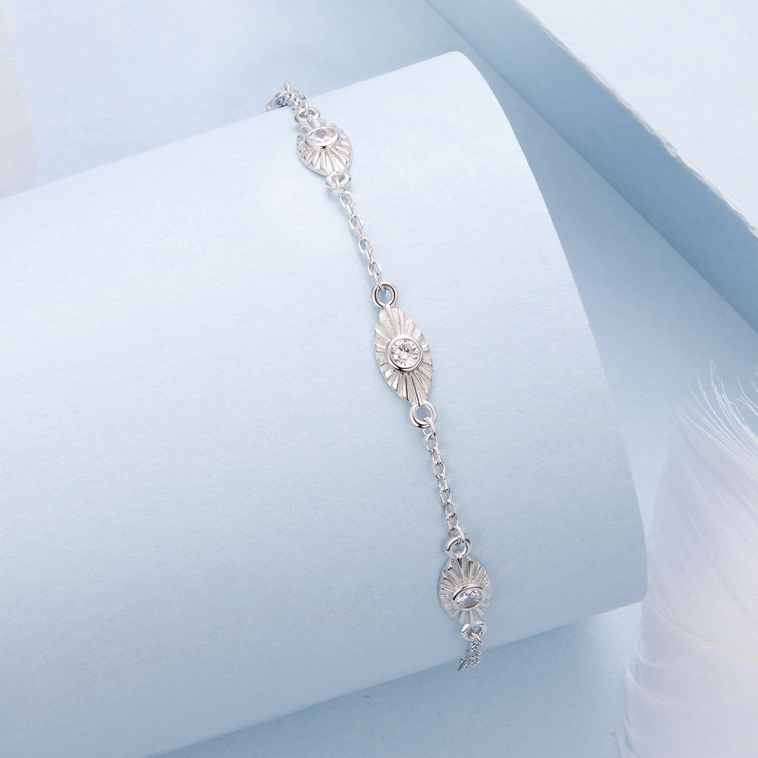 925 Sterling Silver White Gold Plated Bracelet with CZ Pendants for Women  DestGlow